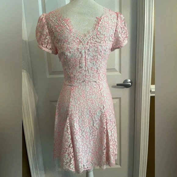 Juicy Couture White + Pink Lace Mini Dress Size 4 - Picture 8 of 12